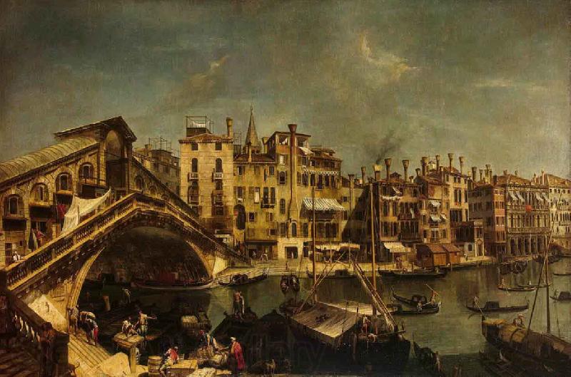 Workshop of Michele Marieschi The Rialto Bridge from the Riva del Vin Germany oil painting art